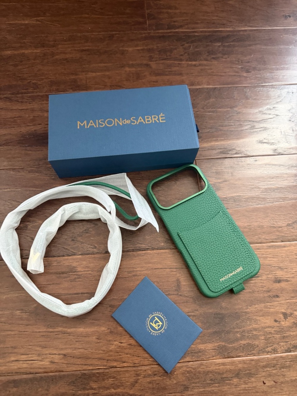 MAISON de SABRÉ Green Leather Phone Sleeve Case